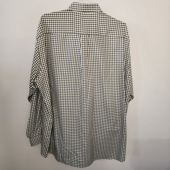 Jos. A Bank Traveler's Collection Green & Gray‎ Gingham Check Shirt Men's Sz XL - Picture 3 of 6